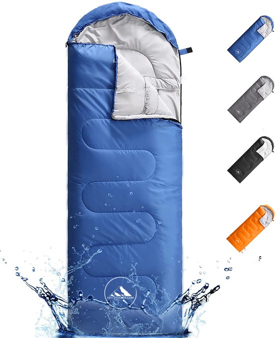 HikeMeister ® mummy slaapzak kamperen Blauw ca. 220 x 75 cm met draagtas van Merkloos
