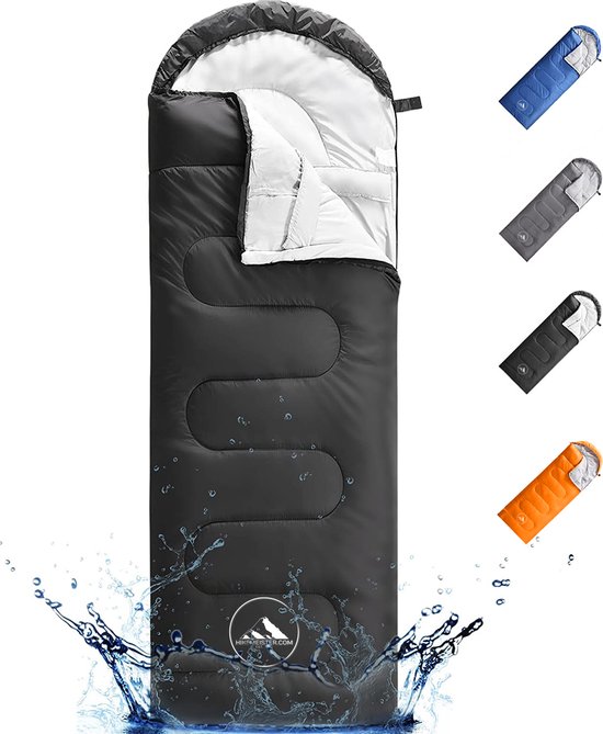HikeMeister ® mummy slaapzak kamperen Zwart ca. 220 x 75 cm met draagtas van Merkloos