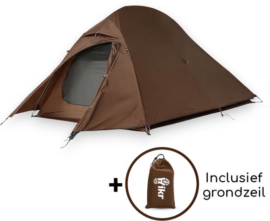 Hikr Hero 2 persoons tent - 20D 4000mm - Lichtgewicht & Waterdicht - 100% PFAS VRIJ - Kampeertent - Incl. grondzeil - Trekkerstent - Koepeltent van Merkloos