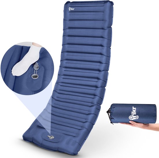 Hikr® slaapmat 10cm+ dikte - HS10-NH Zonder hoofdsteun - Zelfopblazend met voet - TPU+40D Nylon - Slaapmatje eenpersoons uitbreiden naar tweepersoons - Luchtmatras met ingebouwde pomp van Hikr