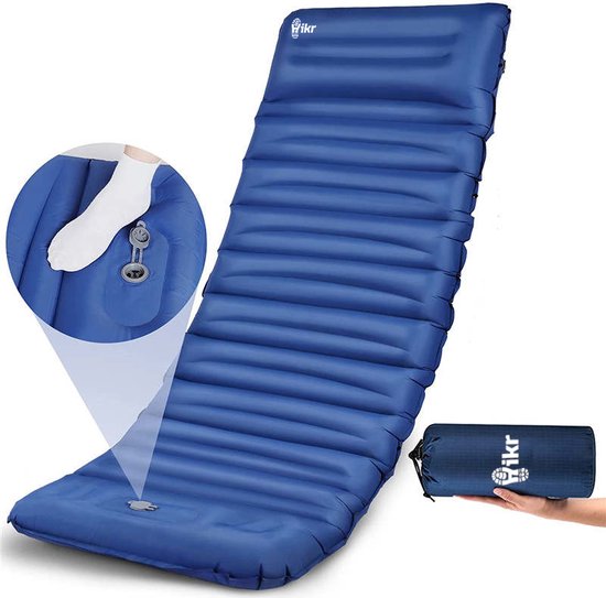 Hikr® Slaapmat 10cm+ dikte - Zelfopblazend met voetpomp - Comfortabel luchtmatras - Slaapmatje eenpersoons uit te breiden tot tweepersoons - Luchtbed met ingebouwde pomp van Hikr