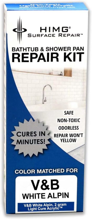 HIMG Reparatieset voor badkuipen en douchebak, compatibel met V&B (Alpin White) van Merkloos