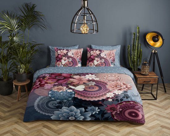 HIP dekbedovertrek mandalas & bloemen - 2 persoons 200x200/220 cm - Multi - 100% Katoen satijn