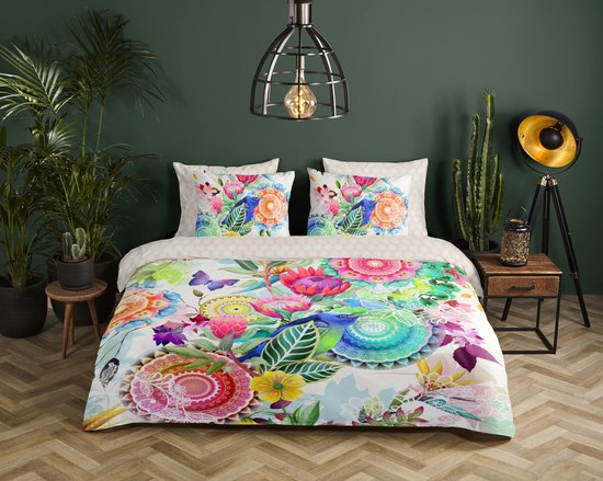 HIP Dekbedovertrek "mandala's, bloemen en een vogel" - Multi - (240x200/220 cm) - Katoen Satijn van HIP