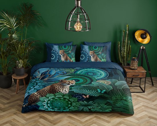 HIP dekbedovertrek mandalas & luipaard - Lits jumeaux 240x200/220 cm - Multi - 100% Katoen satijn van Merkloos