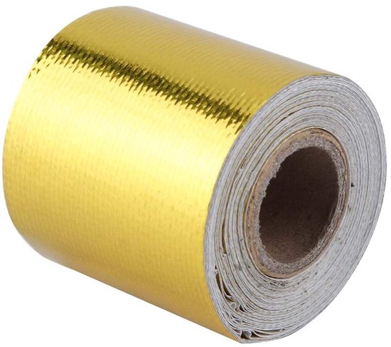 Hittebarrière Zelfklevende Warmtereflecterende Tape Rol 5 m * 5 cm Aluminiumfolie Hitteschild Tape(gouden)