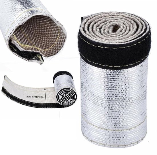 Hittebestendige glasvezel stofkap, aluminium warmtebescherming tot 260°C, afmetingen L 60 cm x B 10,6 cm, ideaal voor hoge temperaturen en isolatie van Merkloos