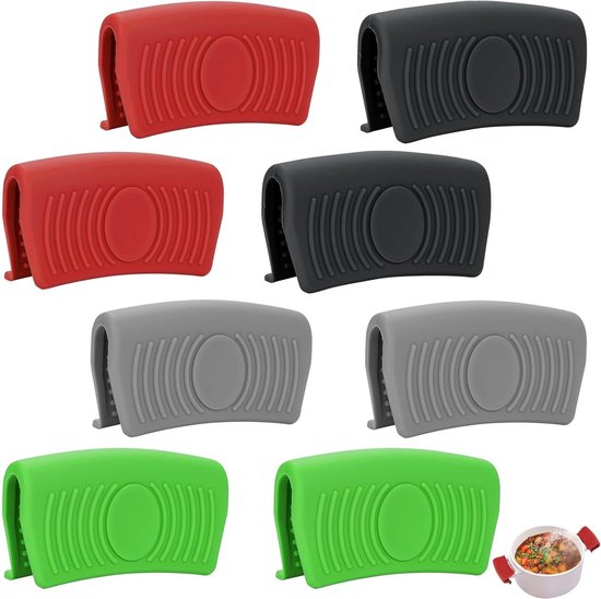 Hittebestendige Siliconen Handgrepen voor Pannen, Ovenschalen en Gietijzeren Kookpotten - Set van 8 Stuks