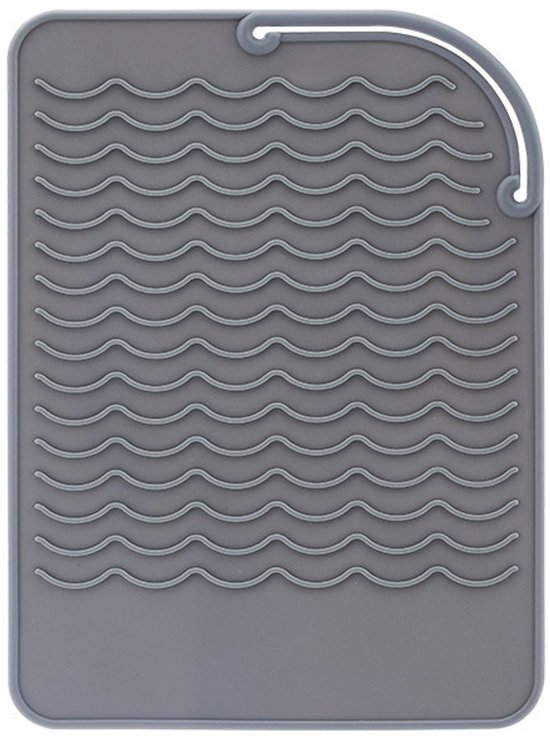 Hittebestendige siliconen mat 21,8x16cm grijs – Voor stijltang, krultang en haarstyling gereedschap van Merkloos