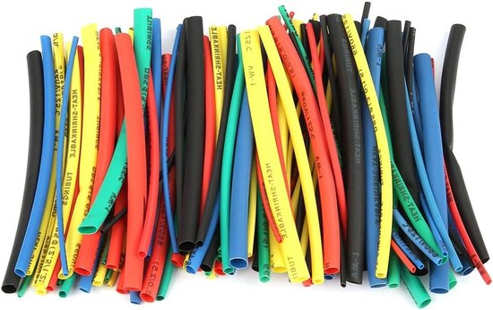 Hittekrimpbuizen set van 100 stuks, elektrische isolatie en bescherming voor kabels in 5 kleuren en 5 maten van Merkloos