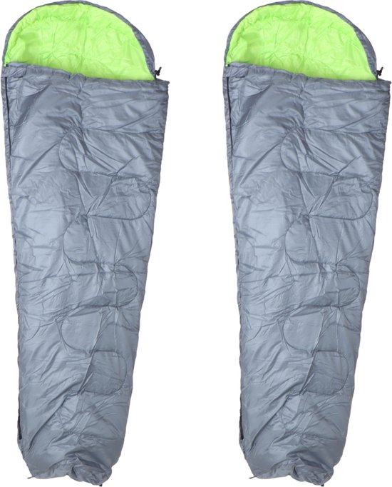 HIXA Mummy Slaapzakken Volwassenen - Grijs - Groen - 2 stuks - 210x80cm - Polyester van HIXA