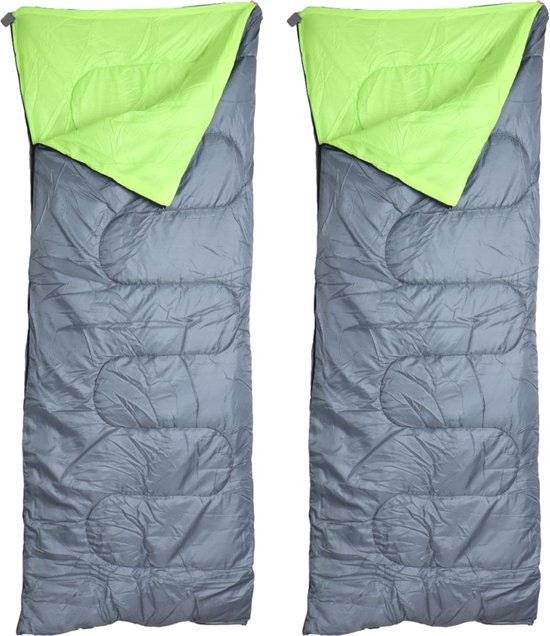HIXA Slaapzak - Grijs - Groen - 2 stuks - 190x72cm - Polyester van HIXA