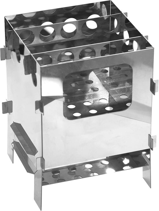 Hobokoker Roestvrij Staal - Vouwbare Oven - Buiten Koken - Milieuvriendelijk Branden - 20 x 17 x 17 cm