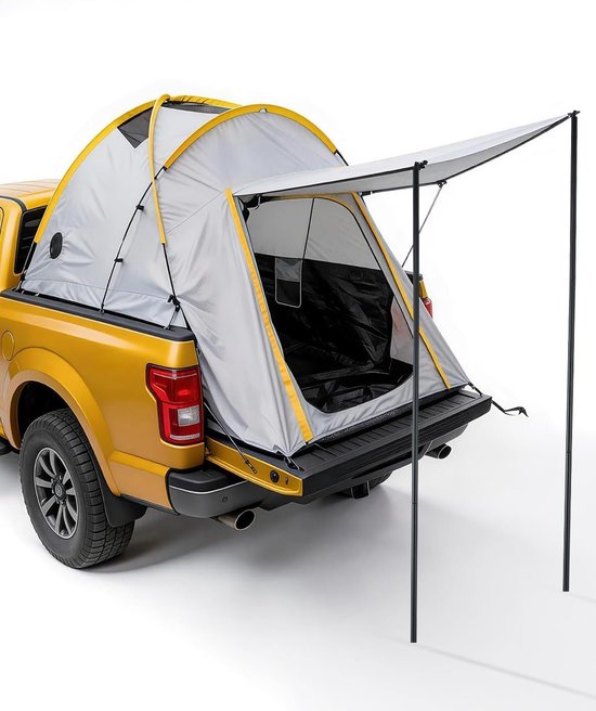 HOERFURIY pick-up laadbaktent klein model met steunen en luifel, 8 ft laadbak - 210D Oxford stof PU3000 waterdichte autotent voor kamperen, past op F150, Silverado, RAM, Sierra, Tundra