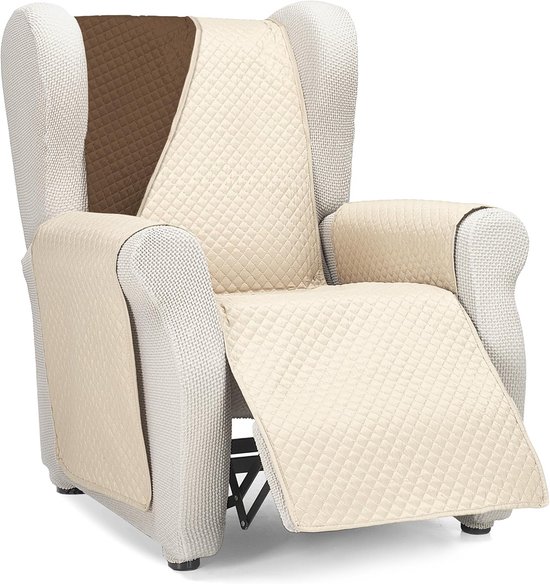 Hoes voor 1-zits Bank of Relaxfauteuil - Elastische Stof - Beige/Bruin