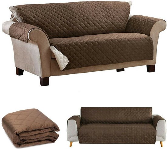 Hoes voor bank - dubbelzijdige sprei - beschermer - Bruin van Deconovo
