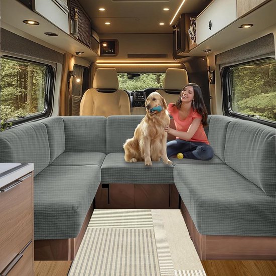Hoes voor Caravan Kussens Stretch Jacquard - Antislip Bankhoezen voor Camper en Zitmeubels - Wasbaar