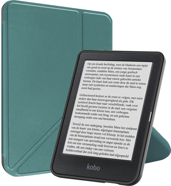 Hoesje Geschikt voor Kobo Clara BW Hoesje Luxe Bescherm Case Trifold - Hoes Geschikt voor Kobo Clara BW Hoes Book Cover - Donkergroen van Merkloos