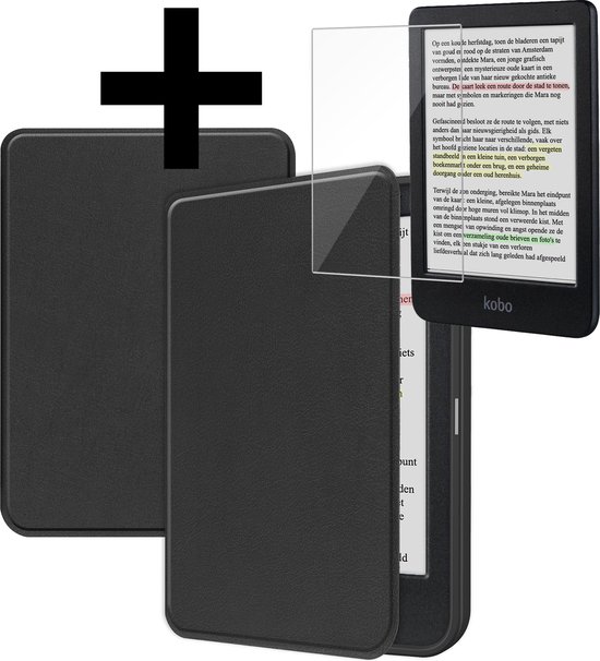 Hoesje Geschikt voor Kobo Clara Colour Hoes Bescherm Hoesje Case Sleep Cover Met Screenprotector - Hoes Geschikt voor Kobo Clara Colour Hoesje - Zwart van Case2go