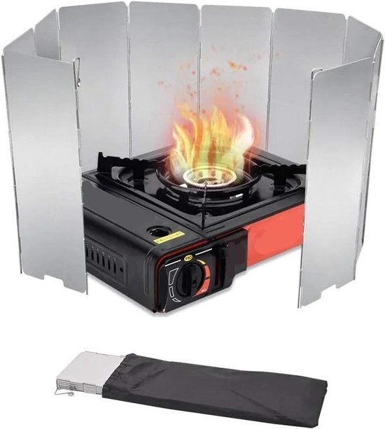 Hoge fornuis voorruit gas/butaanbrander voorruit aluminium camping compact opvouwbaar, buitenfornuis windscherm (10 stuks)