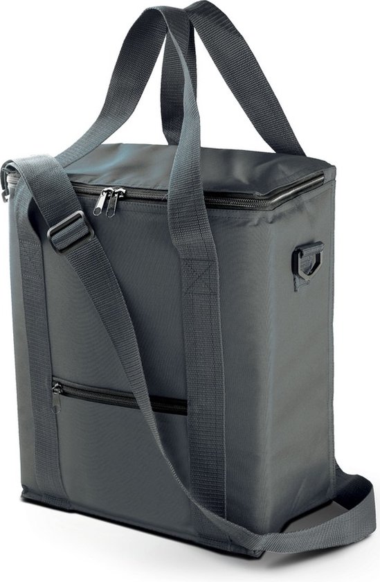 Hoge koeltas grijs voor flessen 30 x 36 cm - 18 liter - Koeltassen voor onderweg/op het strand van Genic.
