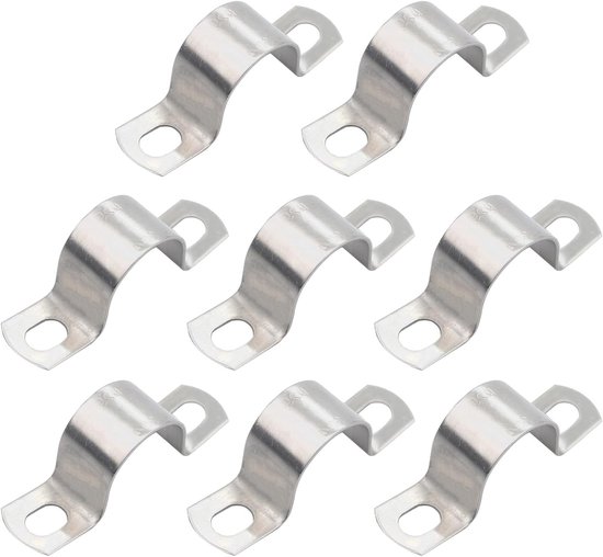 Hoge kwaliteit metalen slangklemmen, 8 stuks, 25 mm, RVS klemmen voor water- en kabelslangen, duurzaam en roestvrij