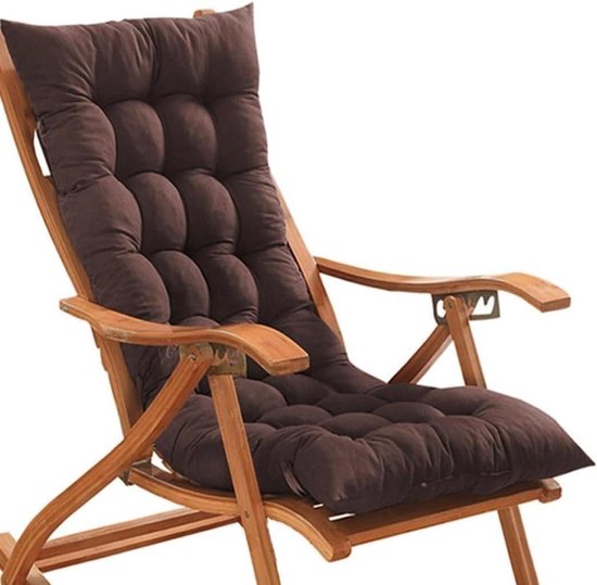 Hoge rug stoel kussen houten schommel relaxer pads draagbare dikke zachte ligstoel kussen stoelhoes voor reizen vakantie binnen buiten(Brown,53x53cm/20.8x20.8in)