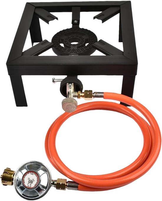 Hoge Vermogen Kooktoestel - Camping Gasstel - Outdoor Koken - 8000W Krachtig - 24.5 cm - Zwart van Merkloos