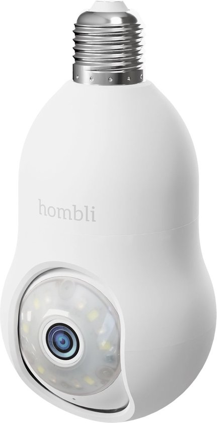 Hombli Beveiligingscamera - Bewakingscamera voor buiten met Fitting Montage - Floodlight camera - Outdoor camera - 2K - Gekleurd Nachtzicht - Bewegingsdetectie - Volgfunctie - Wit van Hombli