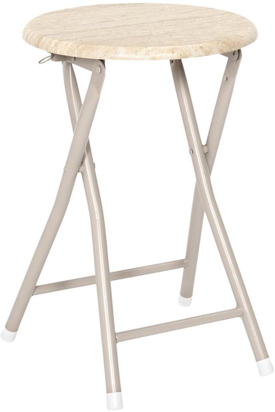 Home Deco Factory Bijzettafel camping - hout/metaal - D30 x H45 cm - opvouwbaar/inklapbaar