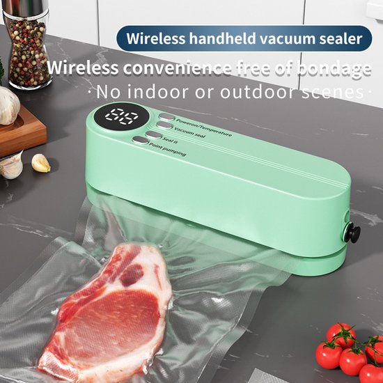 Home food sealer volautomatische sealmachine digitale screen screen keuken vacuum verpakkingsmachine, licht groen van Klarstein