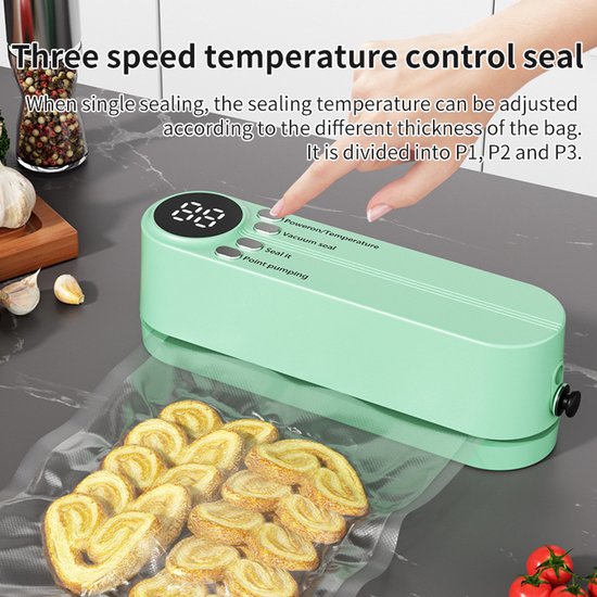 Home food sealer volautomatische sealmachine digitale screen screen keuken vacuum verpakkingsmachine, meter wit van Merkloos