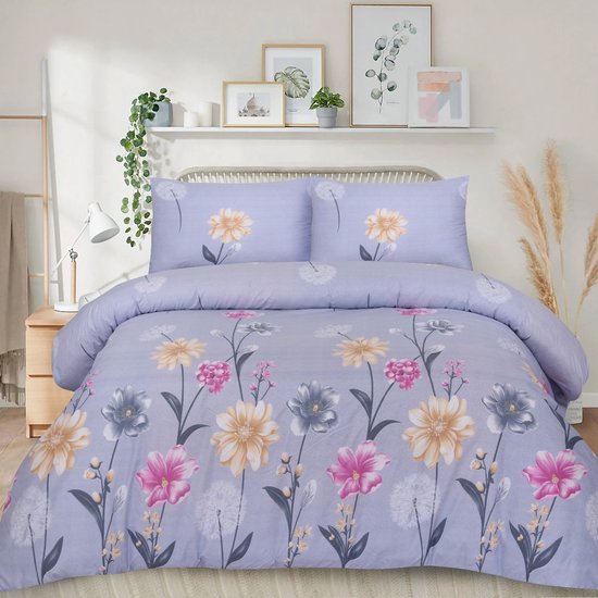 Home impressions® Beau Bedrukt Dekbed - Dekbed Zonder Overtrek -240 x 220 cm - Hoesloos - 2 in 1 dekbed - Wasbaar - 2 kussensloop van Home impressions