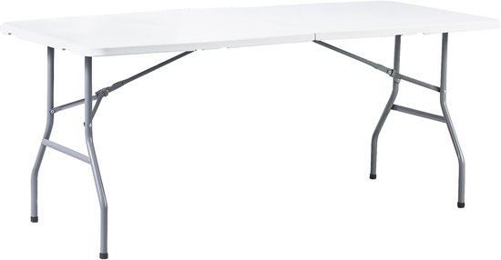 HOME It® Opvouwbare tafel met poedergecoat stalen frame en sterke plastic tafelblad, wit/grijs van Merkloos