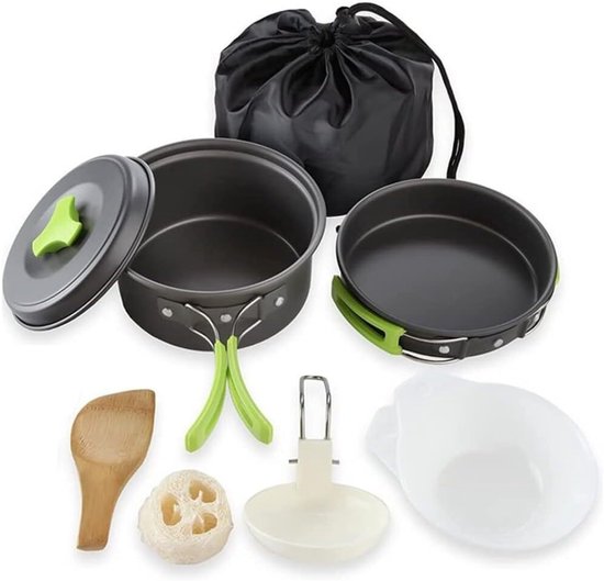 Home & Marker - Camping Kookset - Pannenset - Kookgerei Set - Antiaanbak - Opvouwbaar - 12 Delig - (680g) - COOKLAPSO van Home & Marker