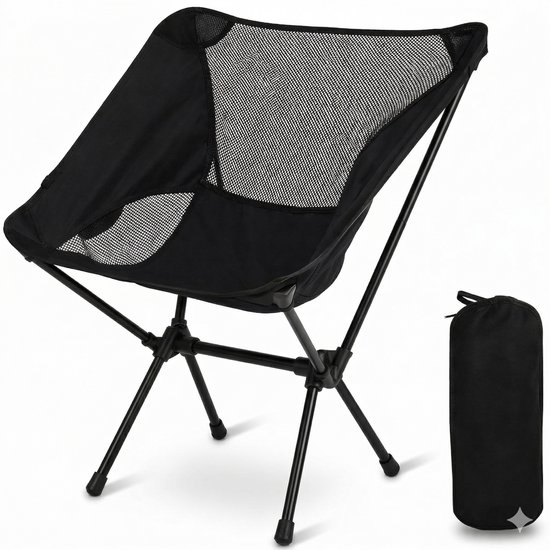 Home & Marker - Opvouwbare Kruk - Lichtgewicht Kampeerkrukje met Draagtas - Compacte Vouwstoel voor Wandelen, Vissen & Camping - Zwart - PACKSEAT