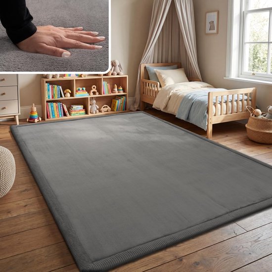 Home Tapijt Voor Kinderen Vloerkleed Kinderkamer Zacht Antislip Modern, Maat:200x350 cm, Kleur:Antraciet
