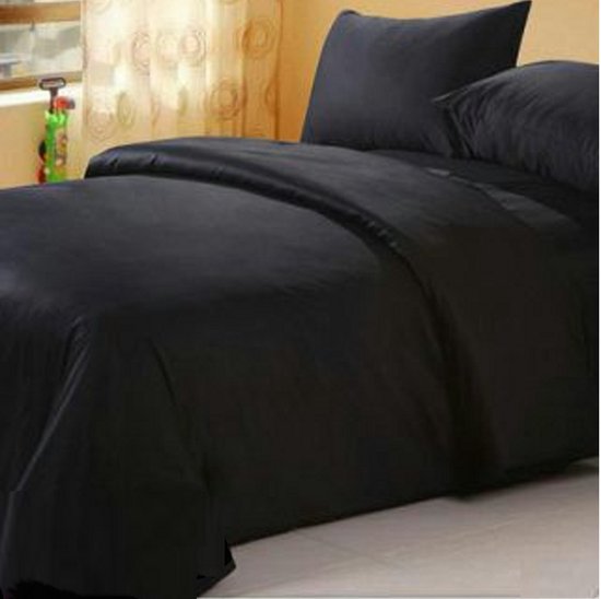Homéé dekbedovertrekset 20A eenpersoons 140x200/220 cm + 1 sloop 100% Katoen 140g. m2 zwart van Merkloos