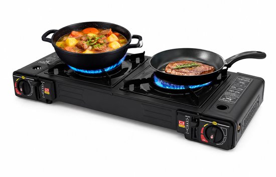 HomeGoodies - Camping Gasstel - Camping Kookstel - Draagbaar Gasfornuis - 2 pits - Multifunctioneel - Inclusief Draagtas - 2500W