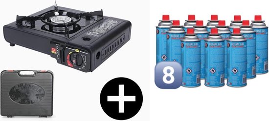 Homepex® camping kooktoestel 1 pit Inclusief 8 gasbussen van Homepex