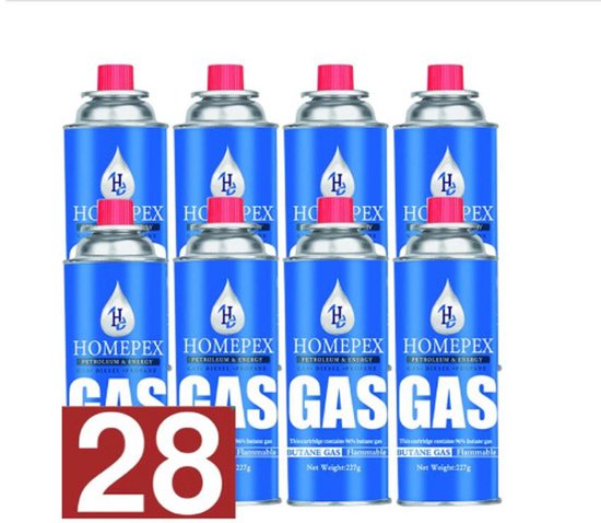 Homepex® Gasflessen - Butaan Gasflessen - 28x 227g -camping Gasbussen van Homepex