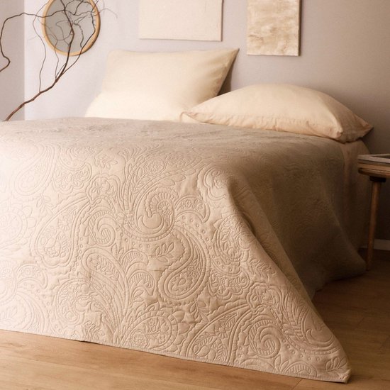 HOMLA | Dekbedovertrek | 200 x 220 cm | Beige met Bloemenpatroon van HOMLA