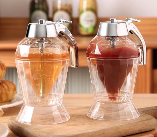 Honingdispenser met standaard- Chocoladesaus - 180 ml - Ontbijt - Keuken - Pannenkoeken van Zerodis