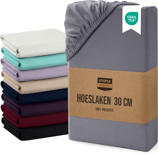 Hoofdkussenhoes - Luxe Microfiber - Geschikt voor Matras Hoogte 30 cm - Grijs van Merkloos