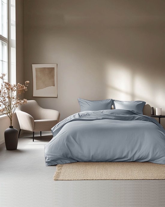 HOOMstyle Dekbedovertrek met kussenslopen - luxe micro Percale - dekbedovertrek - 140x220cm - 1 persoons - Denim Blauw van HOOMstyle
