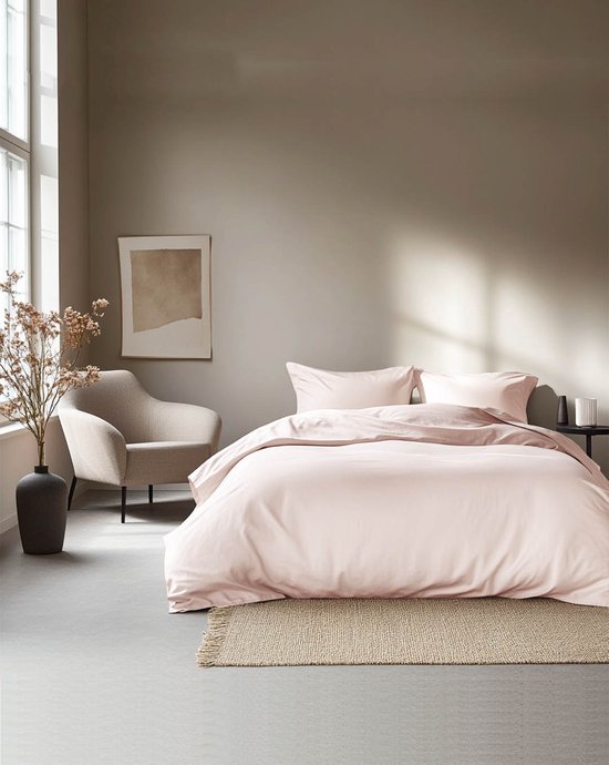 HOOMstyle Dekbedovertrek met kussenslopen - luxe micro Percale - dekbedovertrek - 140x220cm - 1 persoons - Poeder Roze van Merkloos