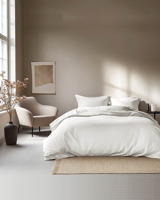HOOMstyle Dekbedovertrek met kussenslopen - luxe micro Percale - dekbedovertrek - 240x240cm - Lits-Jumeaux - Cotton White van HOOMstyle
