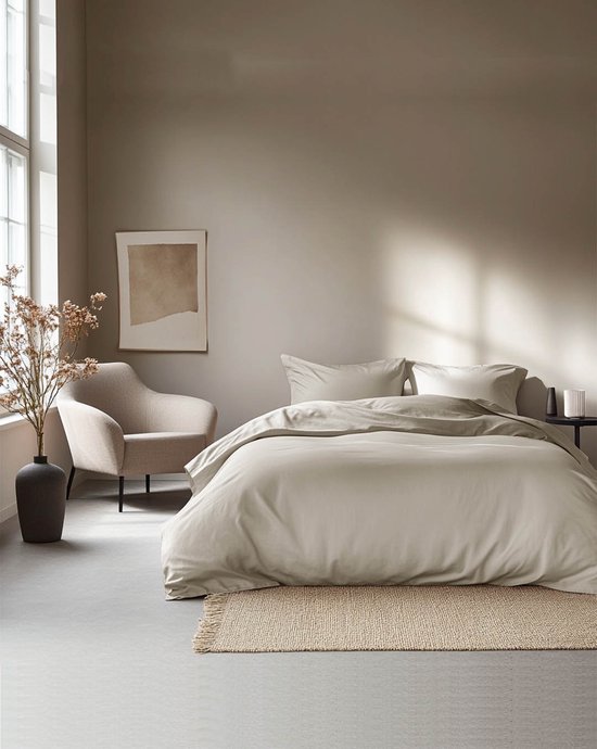 HOOMstyle Dekbedovertrek met kussenslopen - luxe micro Percale - dekbedovertrek - 240x240cm - Lits-Jumeaux - Zand van Merkloos