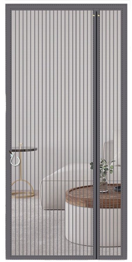 Hordeur - Vliegengordijn - Vliegengordijn magnetisch - Horgordijn - Zelfsluitend - Zonder boren - Met klittenband - Voor terrasdeur en balkondeur - Huisdiervriendelijk - 90 x 210 cm - Grijs