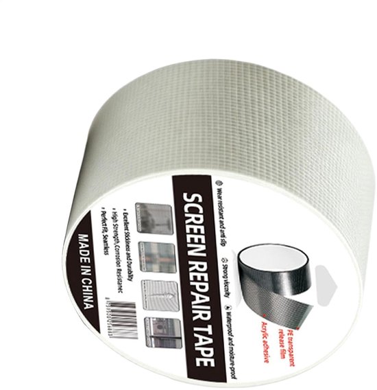Horren Reparatieset - Glasvezel Tape - Gaten Dichten - Zelfklevend Gaas - 1 Meter - Wit
